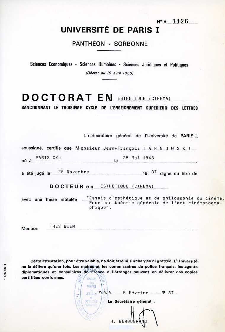Lettre François Truffaut